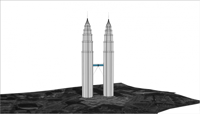 两栋白色的带尖顶的高楼建筑su模型_图1