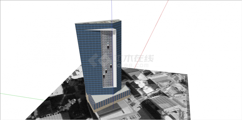 现代双拼高层办公楼su模型-图二