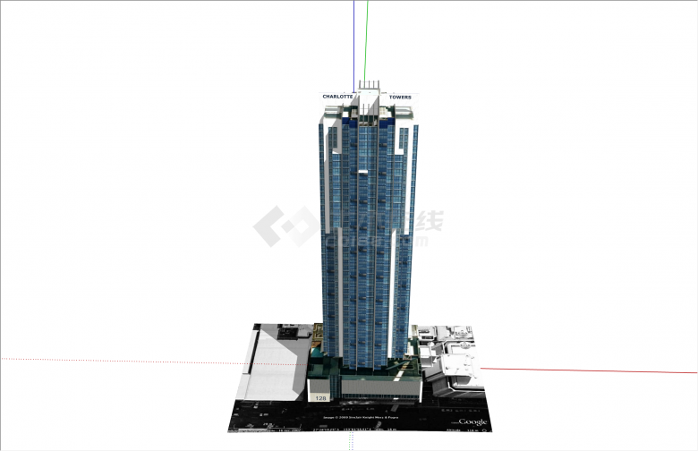 经典现代风格超高办公楼su模型-图一