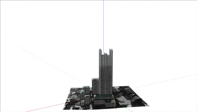 带有多栋高层的矮层的楼房建筑su模型_图1