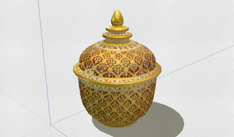 金色尖顶带盖陶瓷碗钵su模型-图二