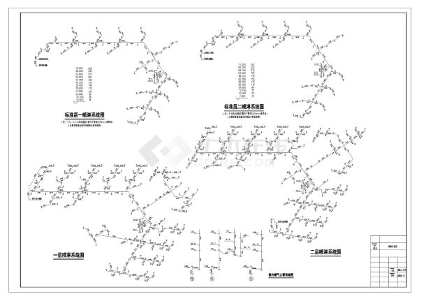 高层公寓式办公楼给排水及消防设计施工CAD图-图二