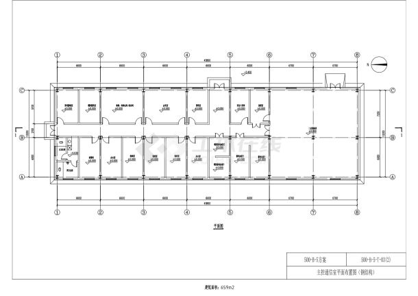 500-B-5-T-03（2） 主控通信室平面布置图（钢结构）CAD图-图一