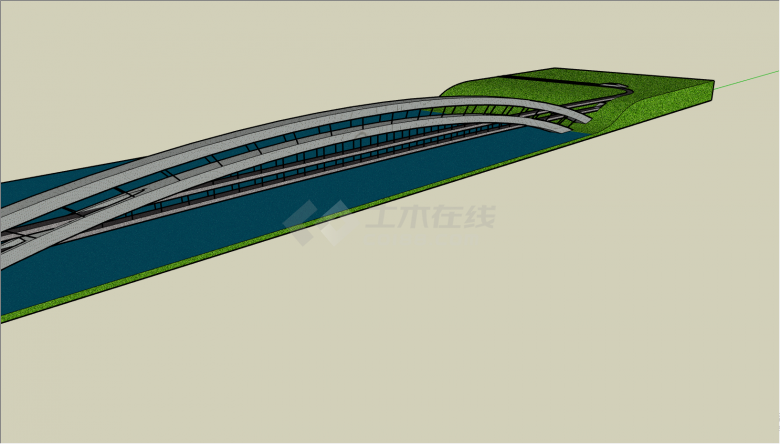 灰色的带有半圆形的桥梁su模型-图二