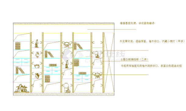 某地8个书柜立面设计图CAD图纸-图一