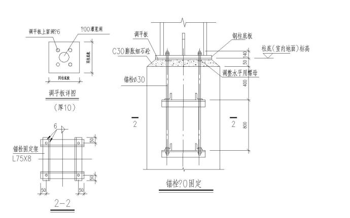 某柱脚30锚拴节点构造详图_图1