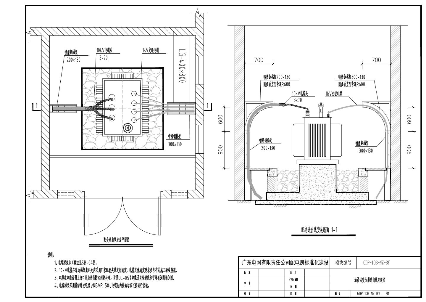 油浸式变压器进出线安装图