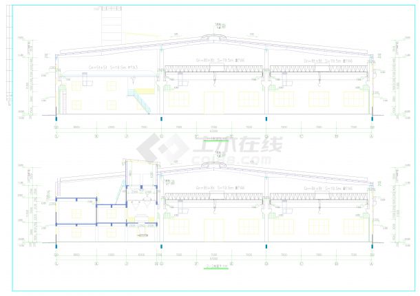 厂区戊类单层钢结构厂房车间建筑设计施工图-图二