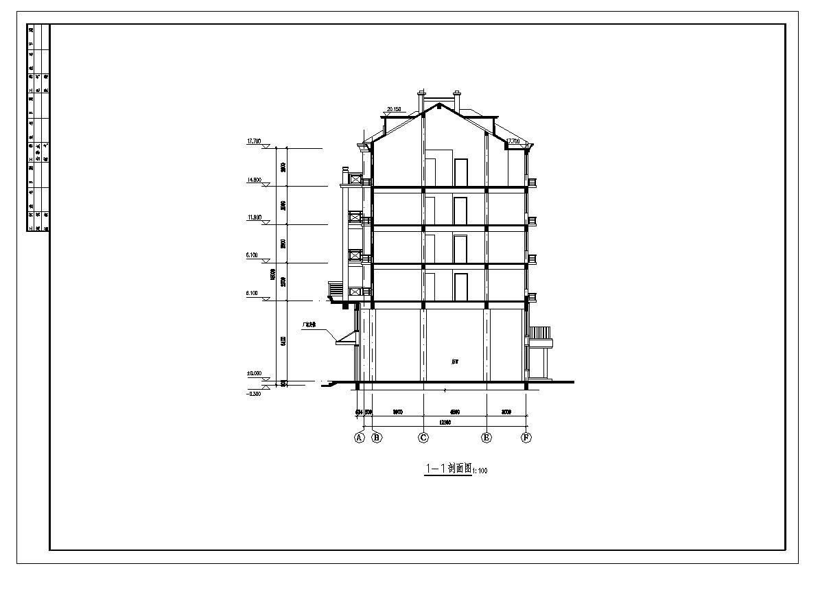 多层别墅建筑CAD平面立面施工图纸