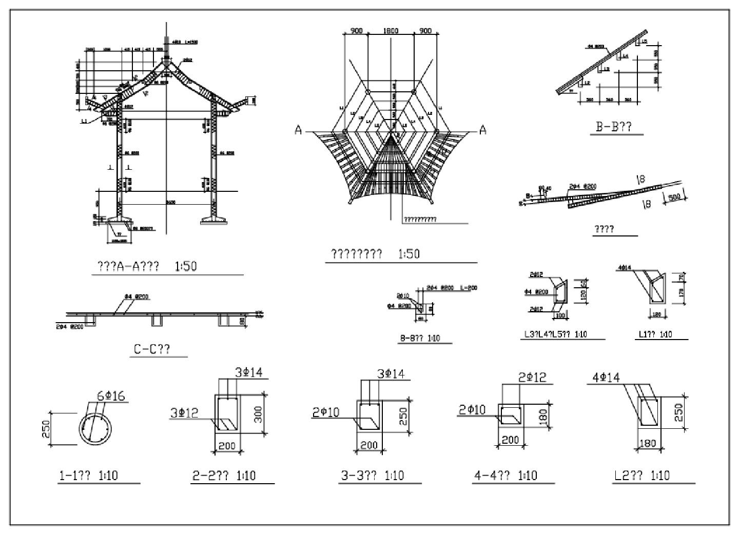 古建筑双亭建筑施工CAD图