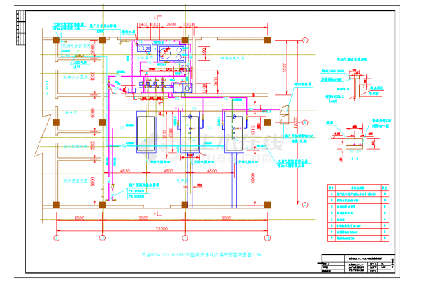 某地某厂高温水采暖锅炉房工艺设计CAD图纸-图一