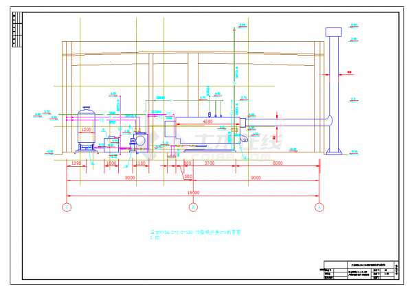 某地某厂高温水采暖锅炉房工艺设计CAD图纸-图二