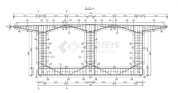 主桥箱梁3m梁段1-4块普通钢筋构造图 -图一