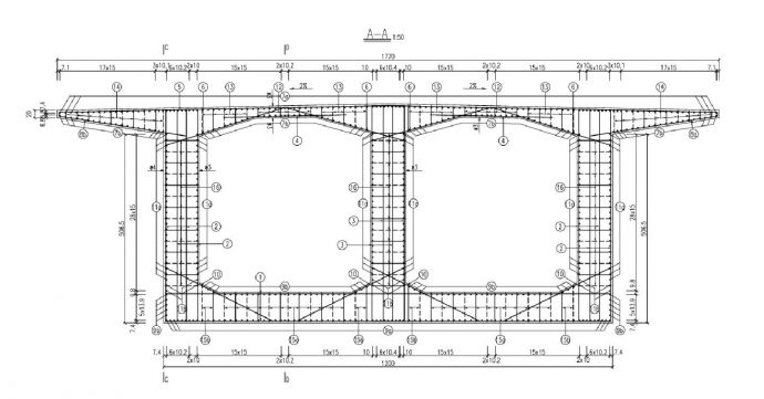 主桥箱梁3m梁段1-4块普通钢筋构造图 _图1