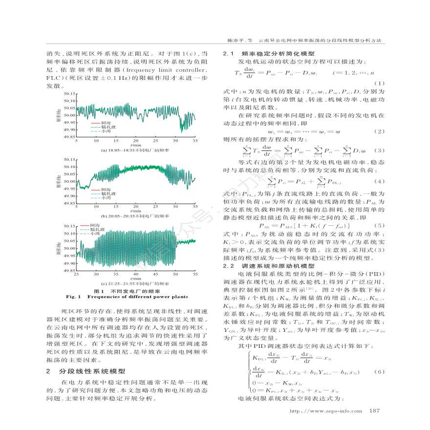 云南异步电网中频率振荡的分段线性模型分析方法-图二