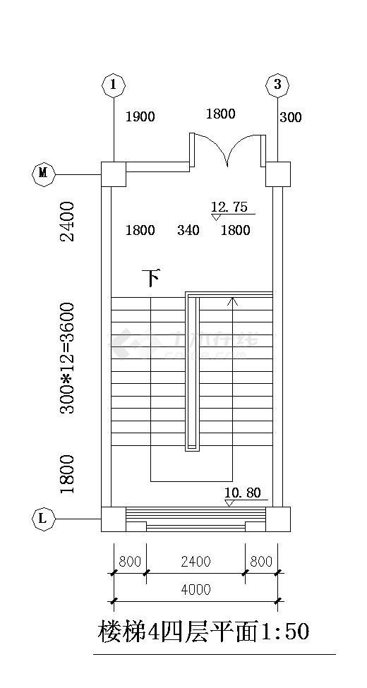 某混凝土楼梯节点构造CAD详图-图二