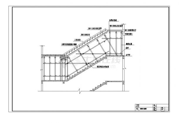 某楼梯模板示意节点构造CAD详图-图一