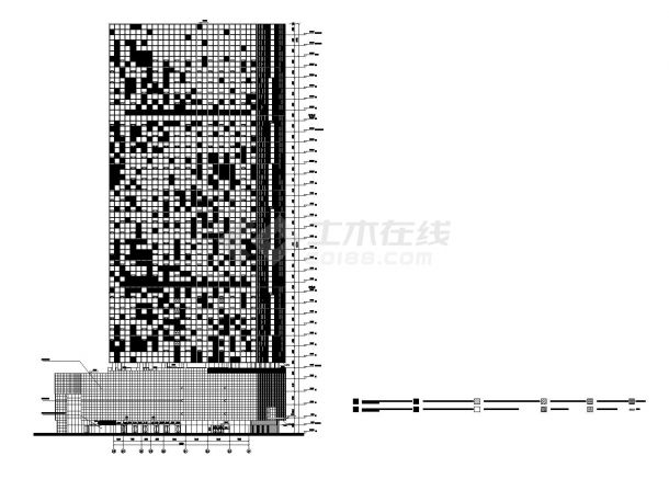 某国际大厦西塔楼B1版轴立面图-图一