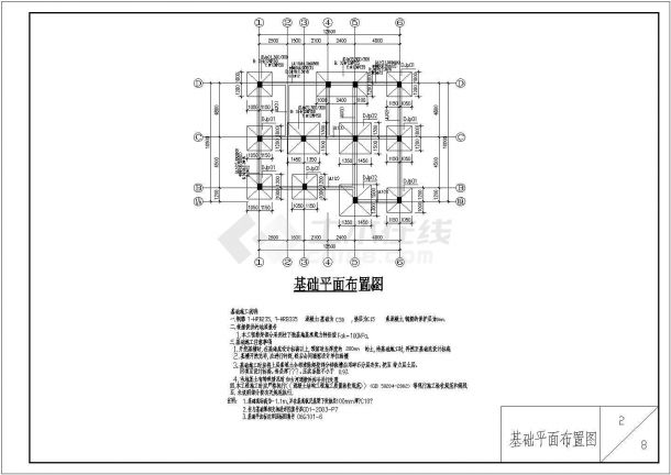 北美风格独栋多层别墅建筑施工设计cad图-图二