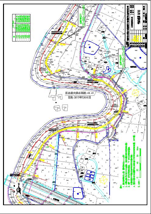 某地断面图护坡护岸松木桩堤防险情CAD图纸