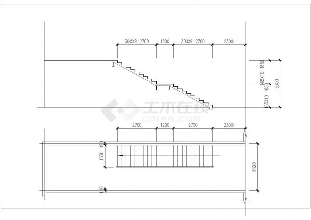 某钢框架中的混凝土楼梯配筋节点构造设计施工CAD图纸-图一
