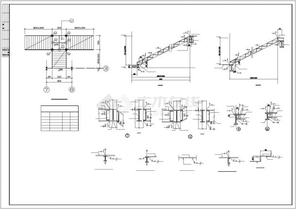 某钢结构楼梯结构设计施工CAD图纸-图二