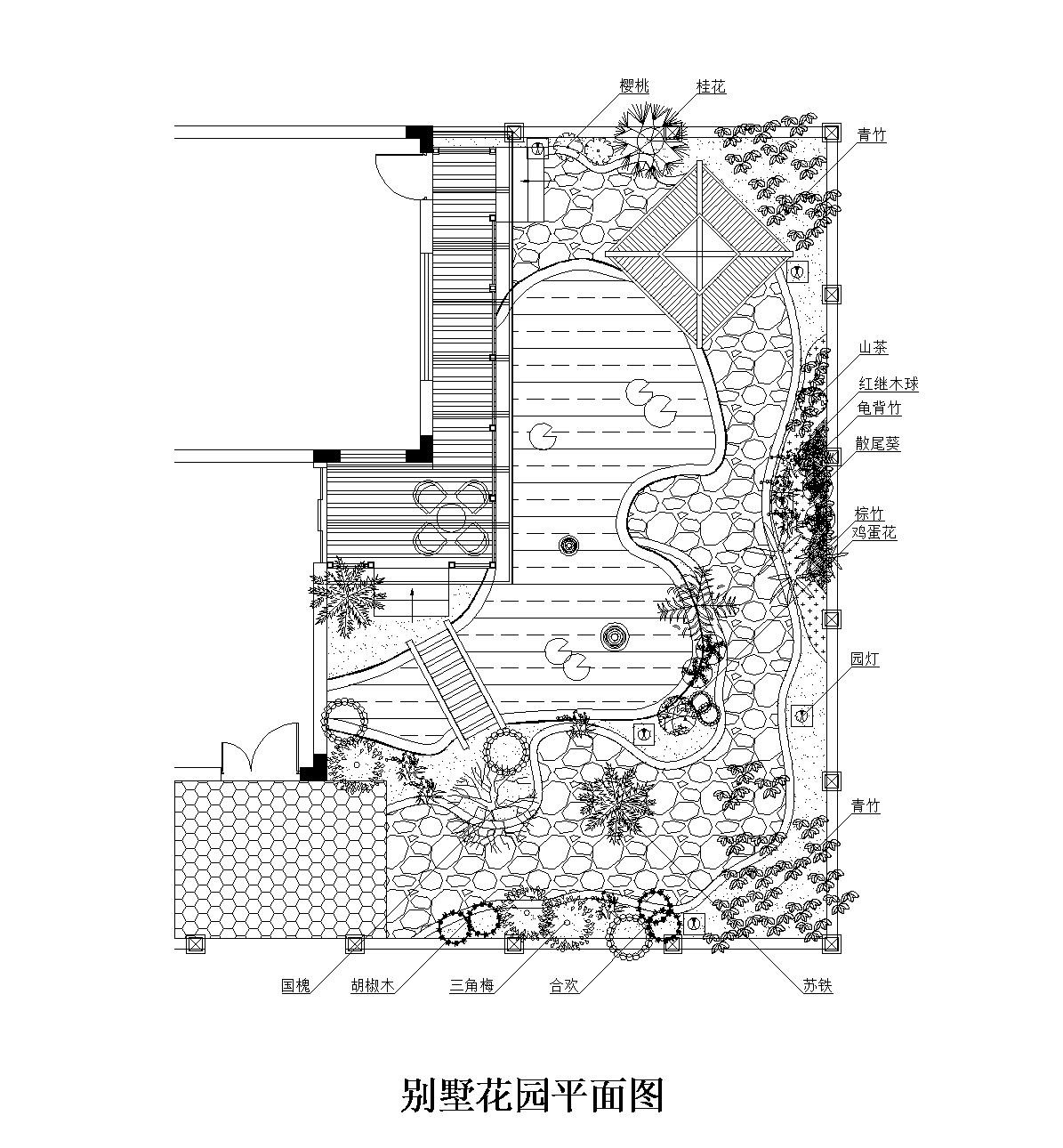 某别墅庭院景观平面详图