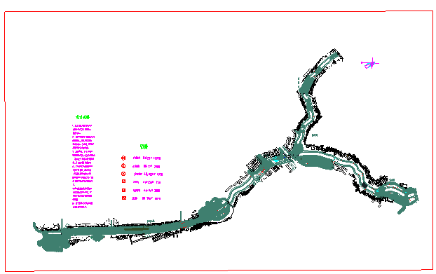 某河道景观建设工程亮化设计总平面CAD图_图1