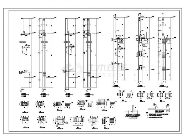 某城市混凝土厂房支撑柱子结构布置节点参考详图-图二