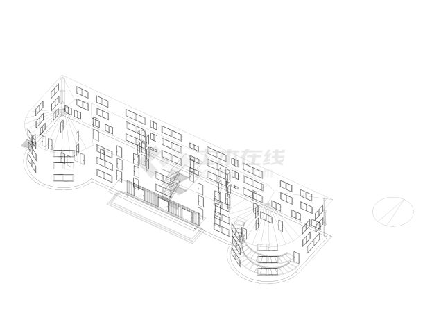 7.幼儿园建筑设计图3D总视图-图一