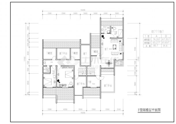 别墅建筑CAD二室二厅图纸-图一