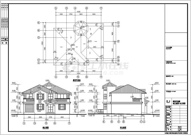 二层框架结构精品别墅楼全套施工设计cad图纸-图二