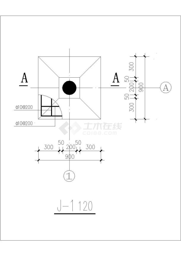 成都市某公园内部仿古凉亭施工设计CAD图纸-图一