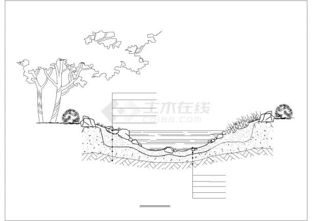 广州市某休闲公园内部小溪施工设计CAD图纸-图一