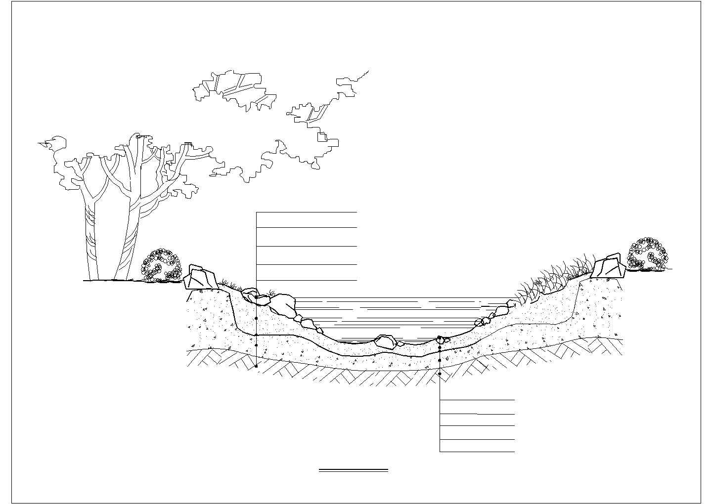 广州市某休闲公园内部小溪施工设计CAD图纸