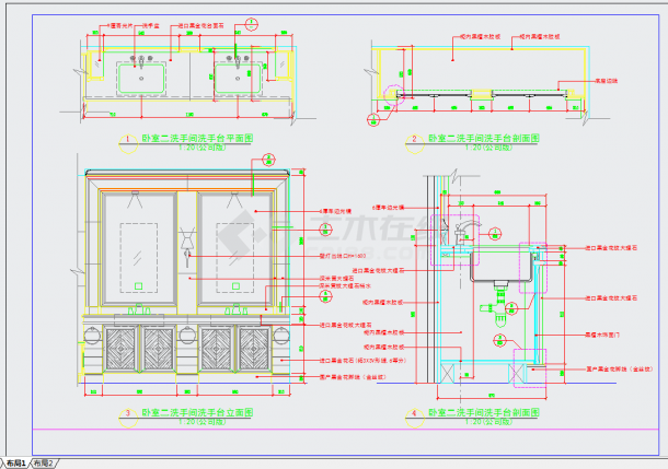 某地欧式卫生间洗手台详图纸-图一