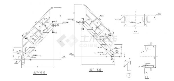 某城市新楼房钢梯结构布置CAD规划详图-图一