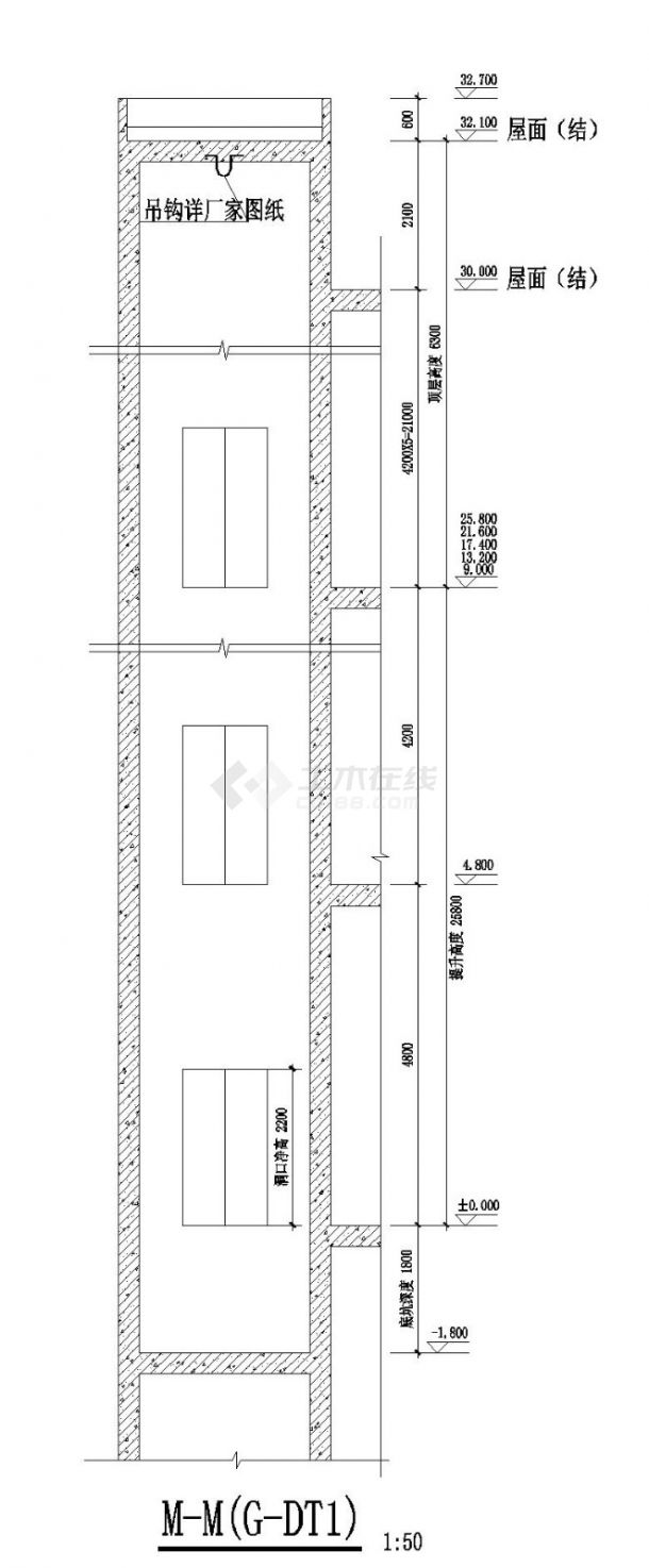 某城市高层楼电梯结构布置CAD规划详图-图二