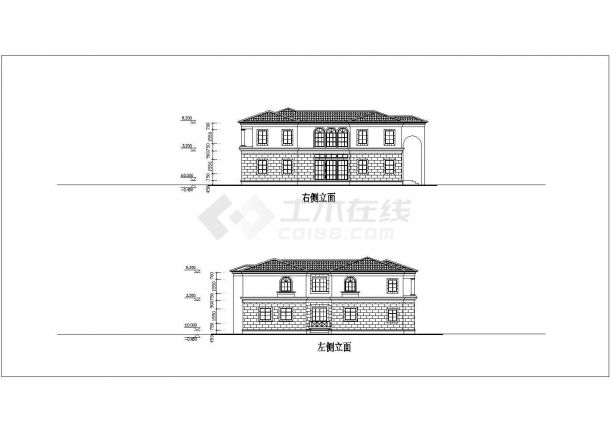 590平米2+1层框混结构独栋别墅建筑设计CAD图纸（含地下层）-图一