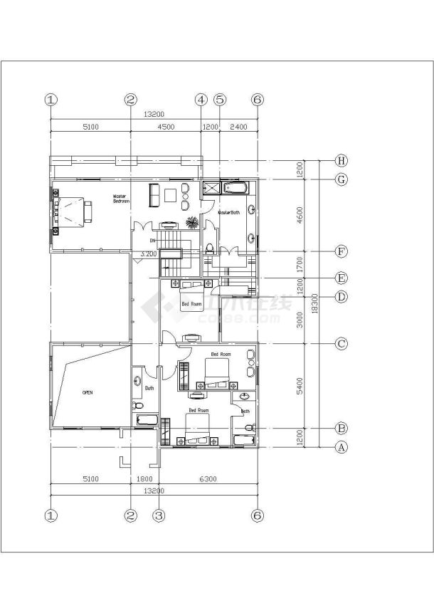 590平米2+1层框混结构独栋别墅建筑设计CAD图纸（含地下层）-图二