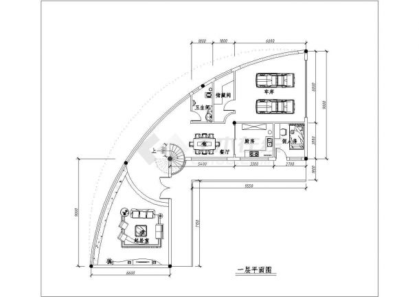 南昌某别墅区335平米2层框混结构独栋别墅建筑设计CAD图纸-图一