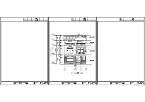 某地精美经典三层住宅楼全套施工设计cad图纸-图二