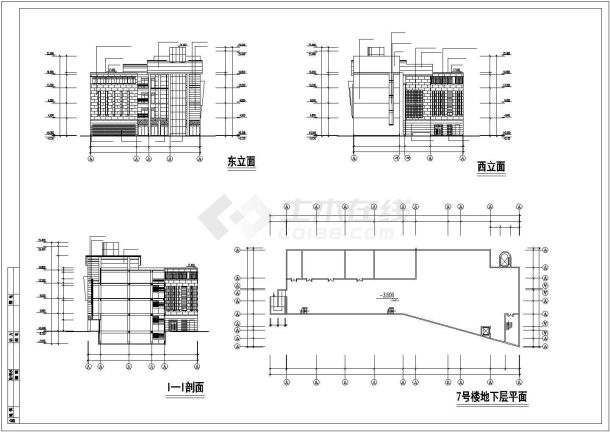 四层商业中心副楼全套施工设计cad图纸（含效果图）-图二
