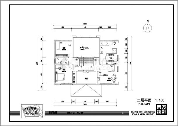杭州某地优美景观别墅楼施工设计全套cad图纸-图二