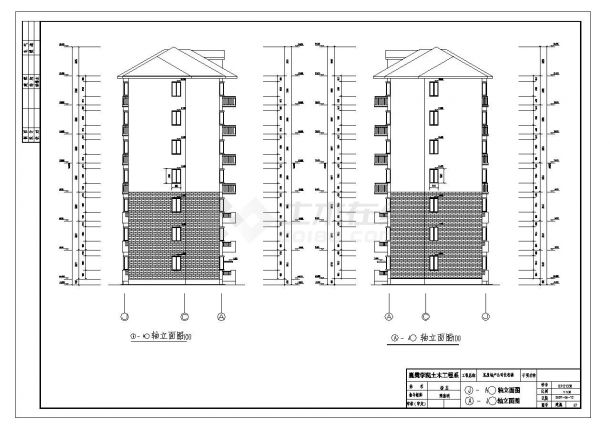 某高层房屋框架坡屋面住宅楼建筑图结构图计算书CAD参考详图-图一