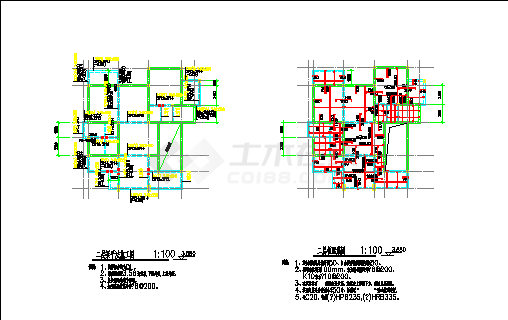 四层11.4×14.6带地下室别墅结构设计CAD图-图一