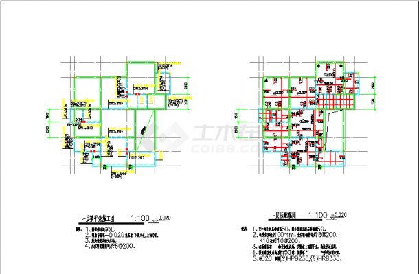 四层11.4×14.6带地下室别墅结构设计CAD图-图二