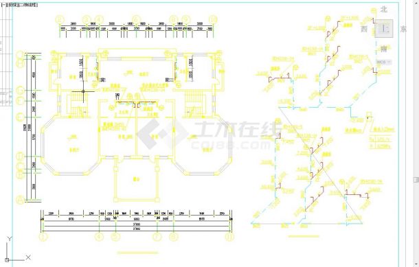郑州某别墅区340平米3层框混单体别墅全套水暖系统设计CAD图纸-图二