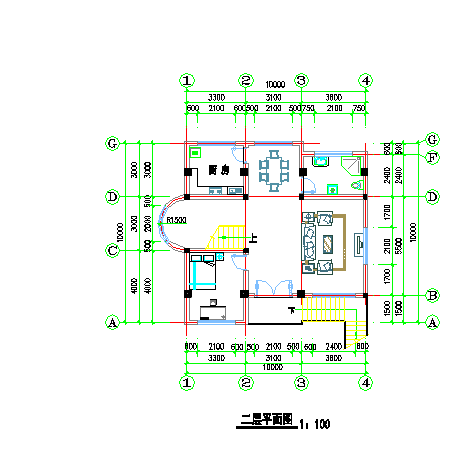 某现代化村镇410平米3层框混结构乡村别墅平立剖面设计CAD图纸-图二