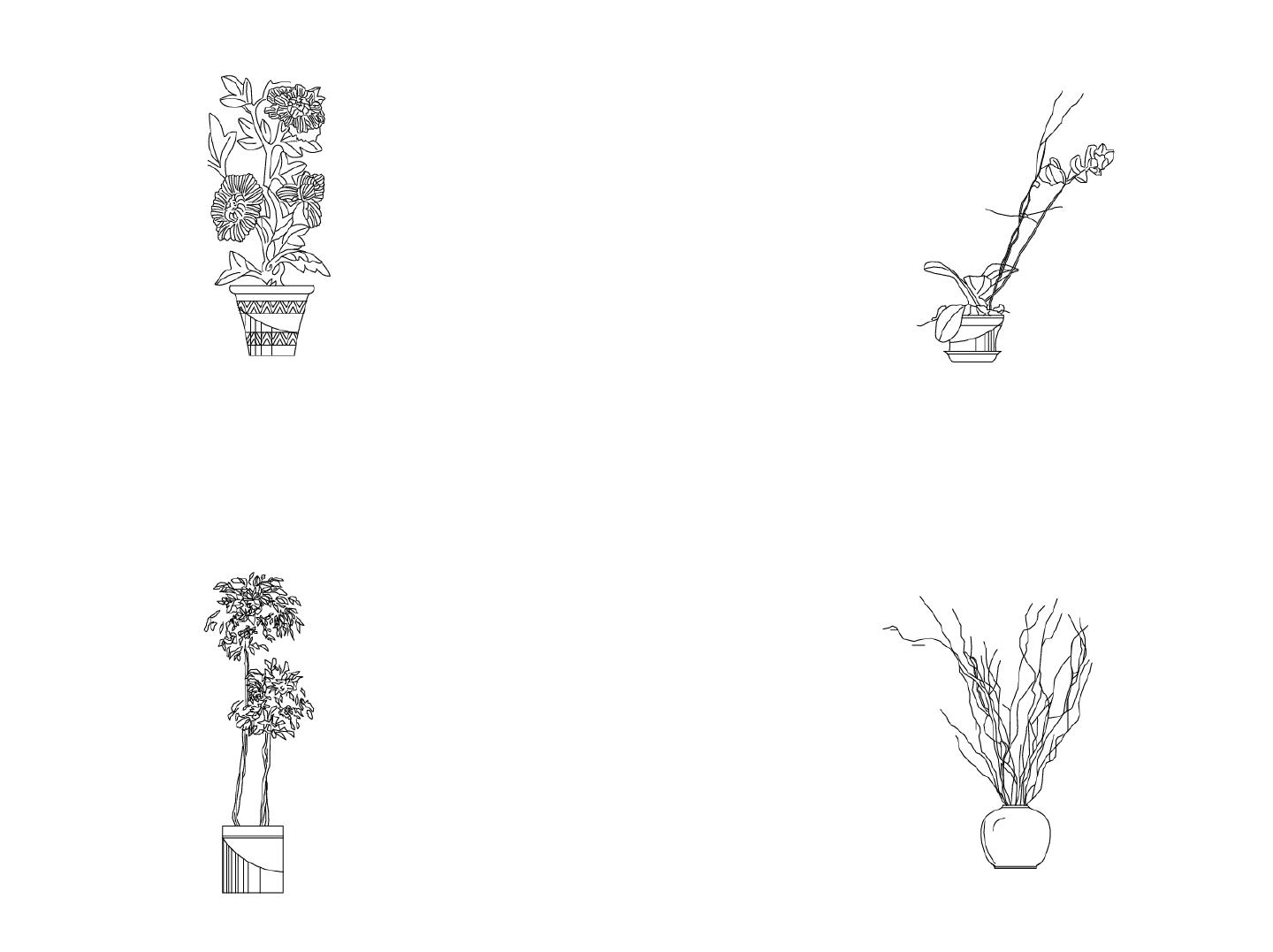 某某建筑植物类（整理图库）＆带罐子的植物立面平面图CAD图